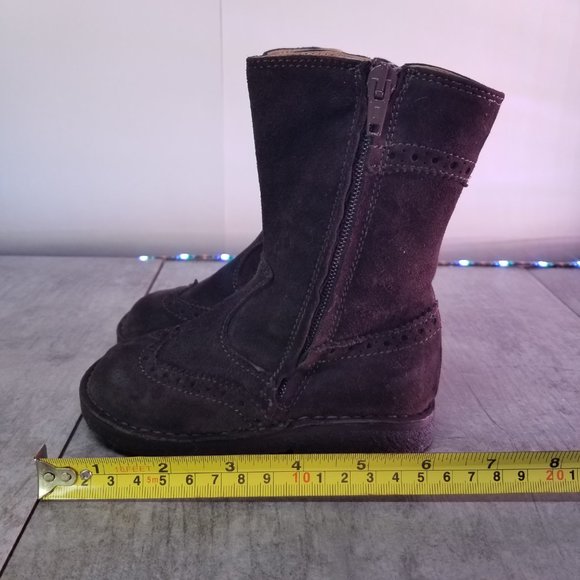 Little Eric Girl's Toddler Suede Leather Boots Made in Italy - Picture 3 of 8
